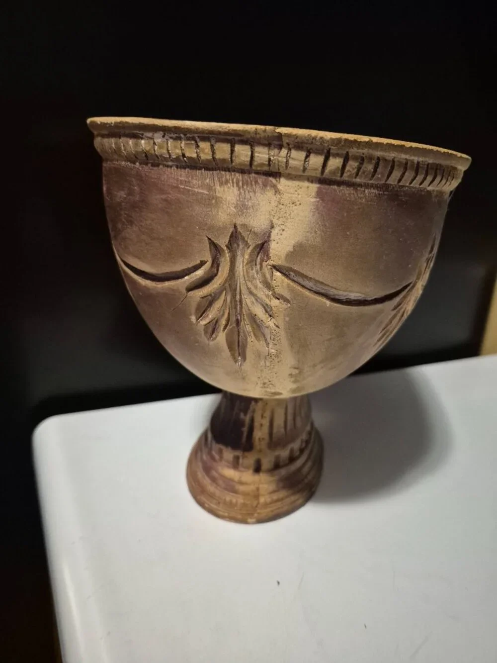 VINTAGE CARVED WOODEN VESSEL